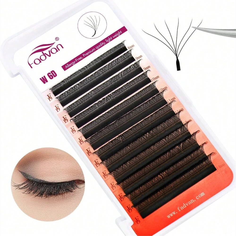 FADVAN New 6D-W Shaped C/D Curl Eyelash Extensions 0.07mm Soft Natural Professional Fake Lash High Quality Faux Mink Lashes