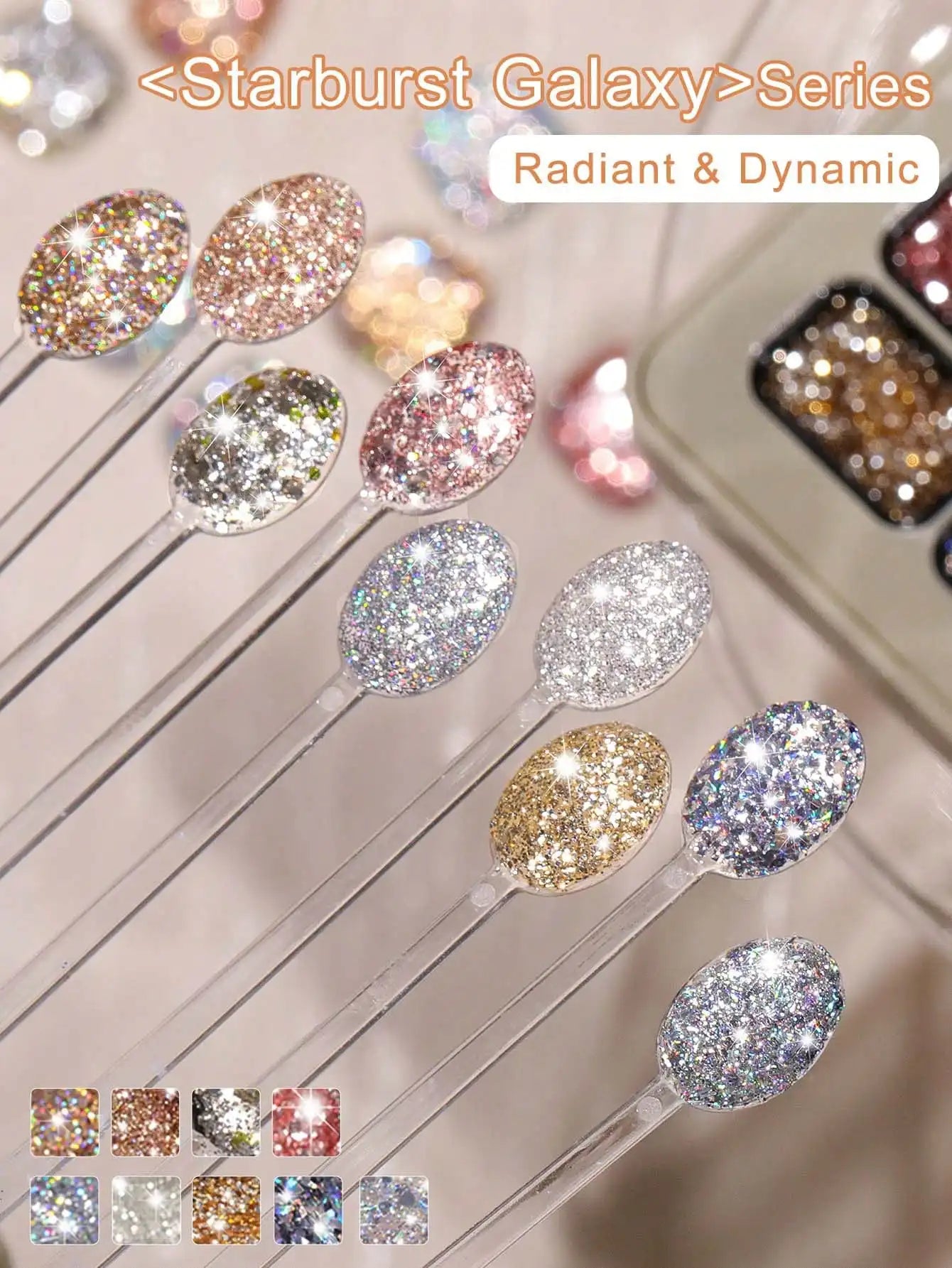 9 Colors Starburst Galaxy Series Glitter Solid Adhesive Gel Nail Polish Semi Permanent Soak Off UV LED For Nails Salon DIY