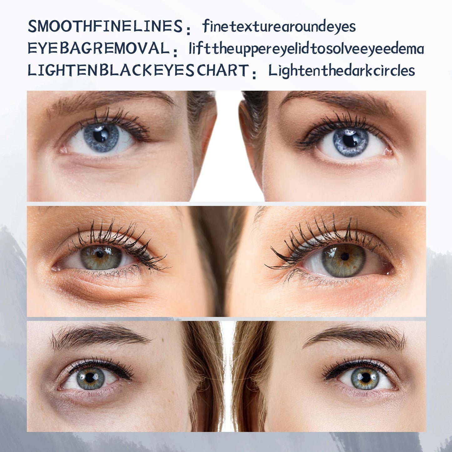 Hyaluronic Acid Eyes Serum Dark Circles Remover Fade Eye Bag Anti Puffiness Moisturizing Essence Massager Eyes Skin Care Product