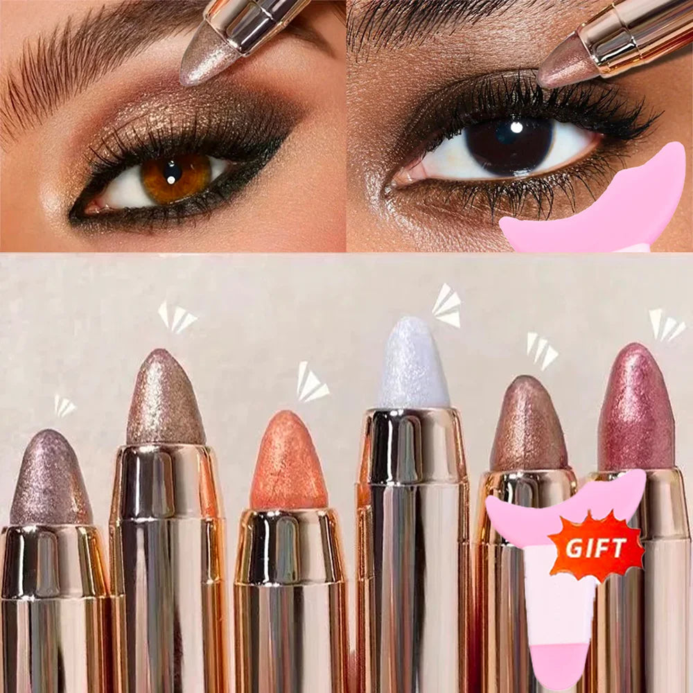 6 Colors Double-Ended Eyeshadow Stick – Waterproof, Long-Lasting, Matte & Glitter, Contour, Highlight, Certified, Unisex