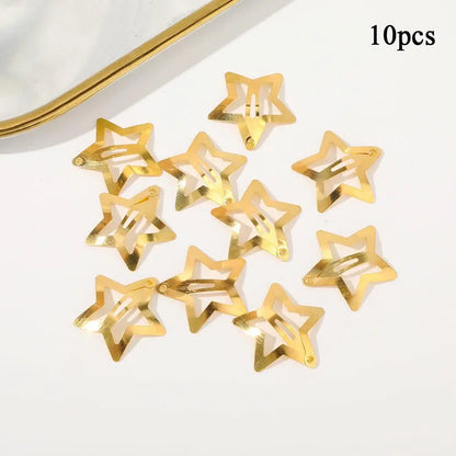 10 Pieces Pentagram BB Hairpins Metal Barrettes Five-pointed Star Bangs Side Clips Gold Star Hair Clips Hair Accessories
