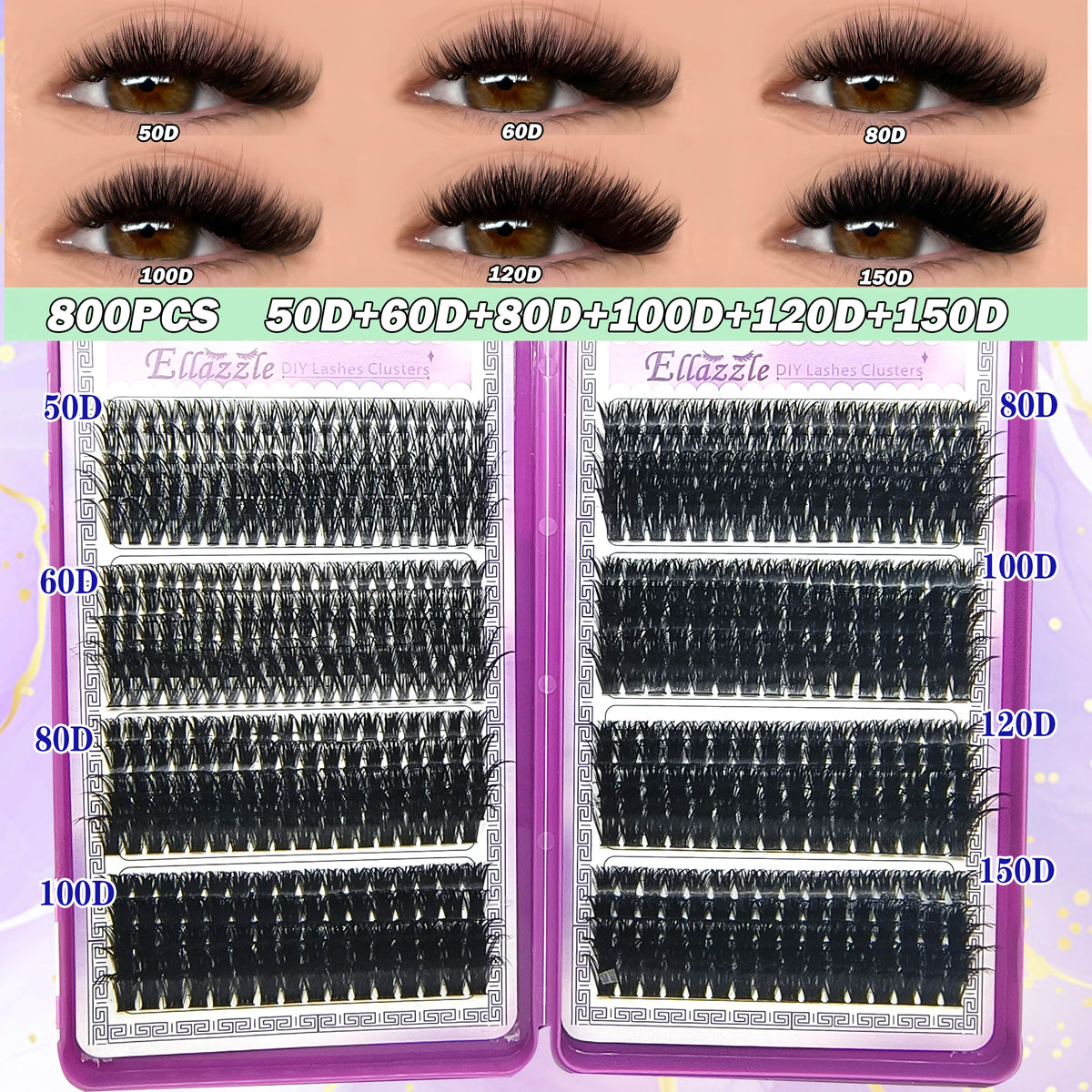 40D-150D Lashes Cluster DIY Lash Extension Mixed Tray Clusters Eyelashes Fluffy Volume Individual Lashes Cat Eye Lash Extension