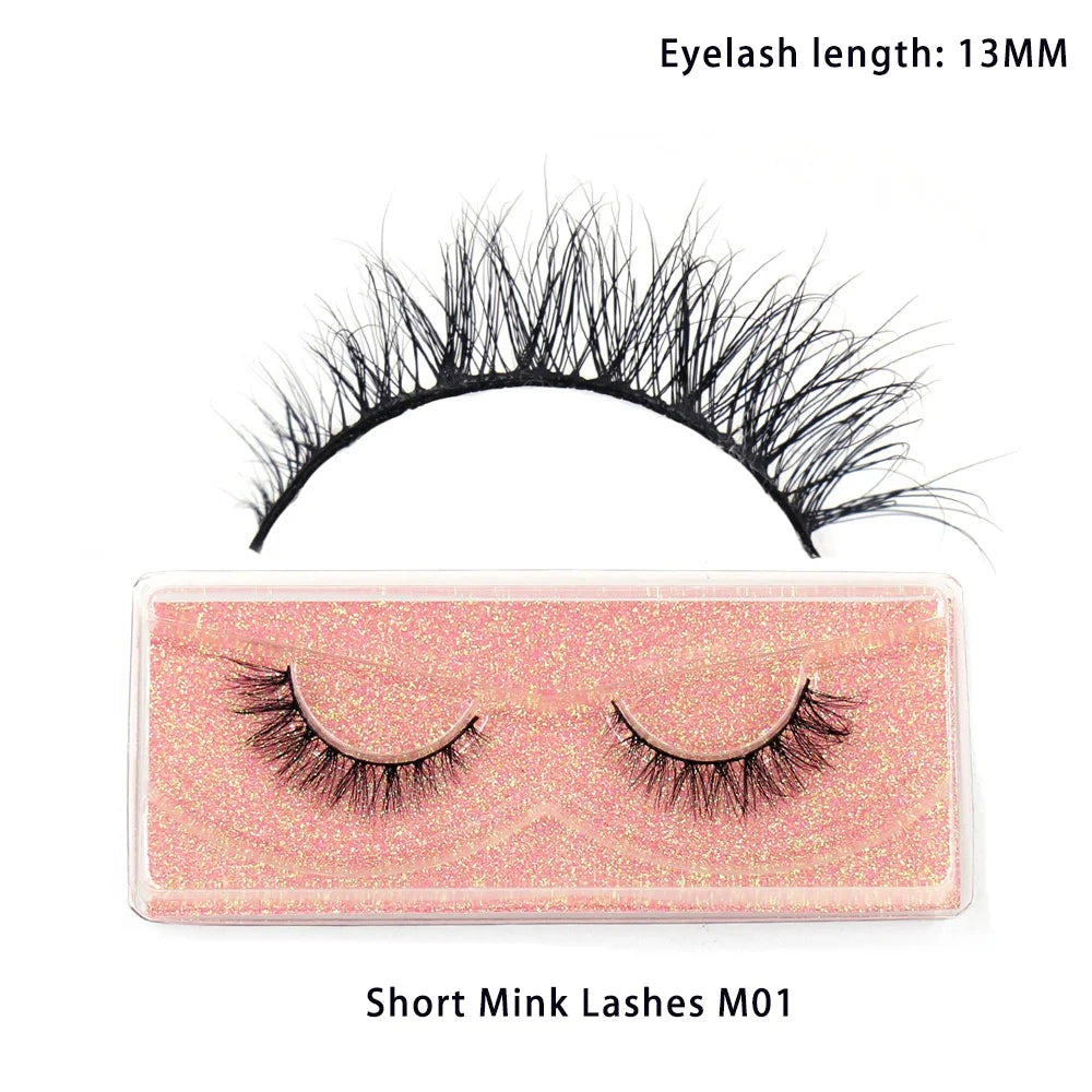 LEHUAMAO Maquiagem Short Natural Soft Mink Lashes Volume Fluffy Wispy Lashes 12mm-15mm False Eyelashes Eyelash Extensio Makeup