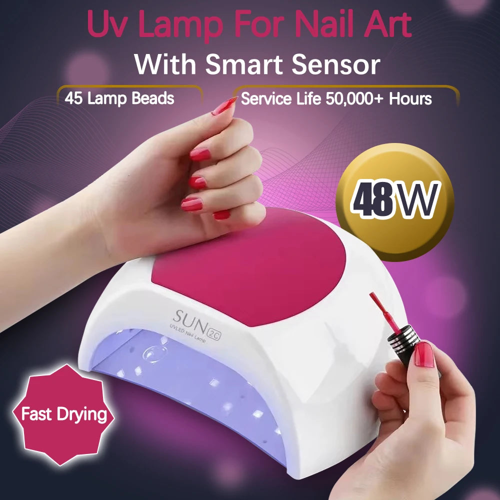Sun2C UV Nail Lamp 48W Gel Polish Dryer Pedicure Light Manicure Lamp Nail Art Gel Dryer Machine Nail LED Lamp Not Black Handed