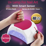 Sun2C UV Nail Lamp 48W Gel Polish Dryer Pedicure Light Manicure Lamp Nail Art Gel Dryer Machine Nail LED Lamp Not Black Handed