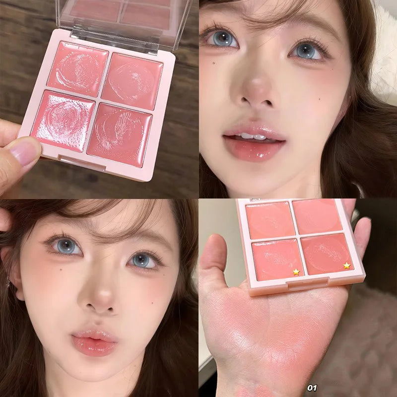 Multi-Purpose Creamy Blush Waterproof Moisturizing Highlighter Mud Cream Cheek Eyes Watery Peach Rouge Contour Tint Cosmetics