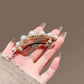 Exquisite Side Pearl Hairpin Hair Clip for Women, New Niche High-End Horizontal Clip for the Back of the Head, Half-Tied Spring