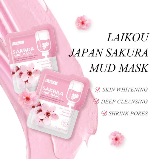 50pcs LAIKOU Mud Masks Sakura Facial Clay Masks Moisturizing Anti-aging Anti Acne Deep Cleansing skincare Face Mask for Beauty