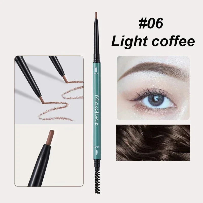 Double Headed Rotable Eyebrow Pen Black Brown Extremely Fine Eyebrow Pencil Lasting Natural Waterproof Matte Eye Brow Pencil