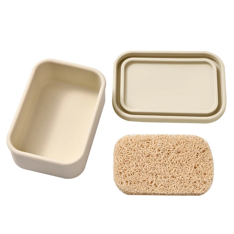 Portable Square Travel Soap Box with Lid Silicone Drain Soap Dish High Quality Self Draining Storage Box Outdoor Travel