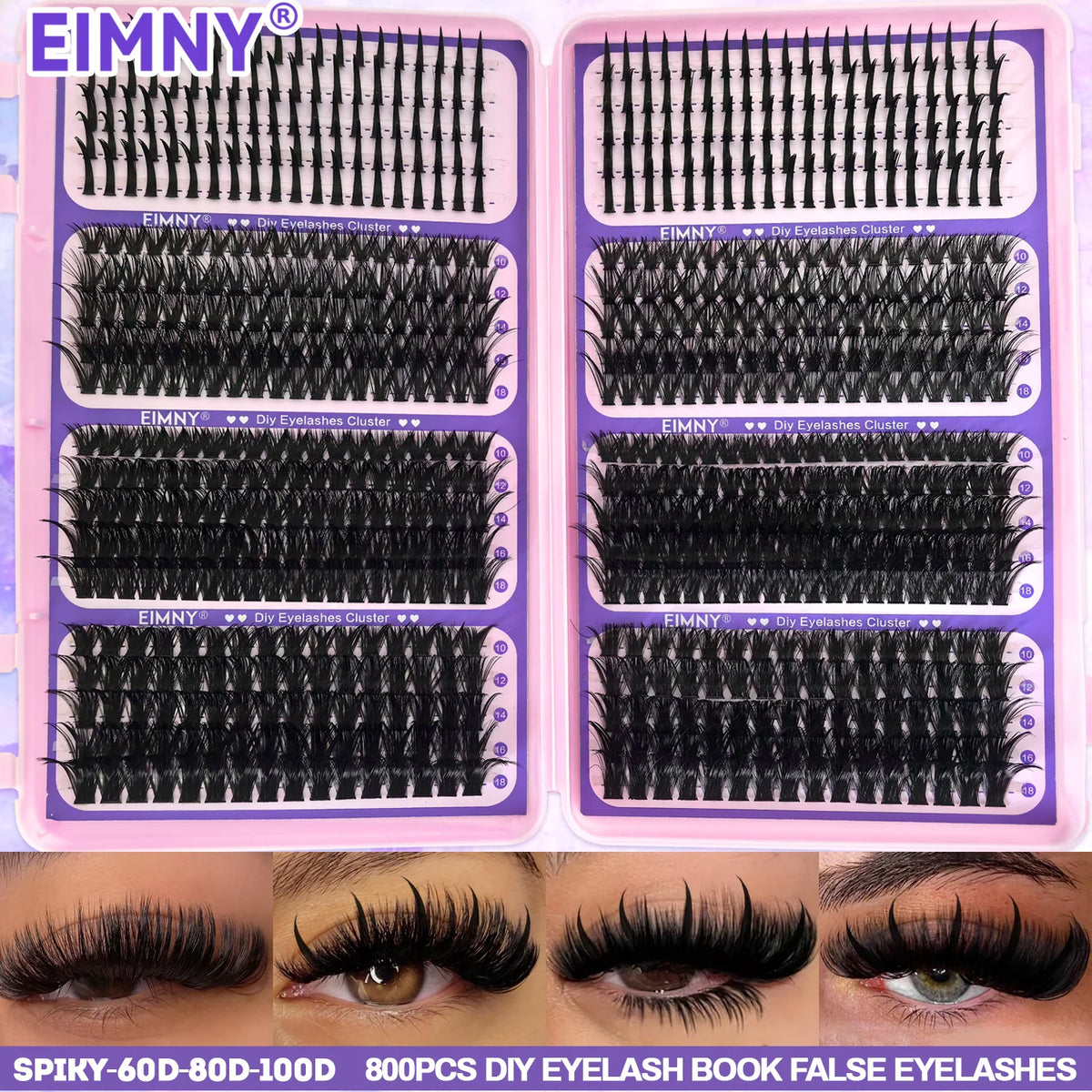 200/800 Pcs Lash Book Kit 8-16mm Premium Lash Extensions 30D 40D 50D 60D Reusable False Eyelashes for Beginners