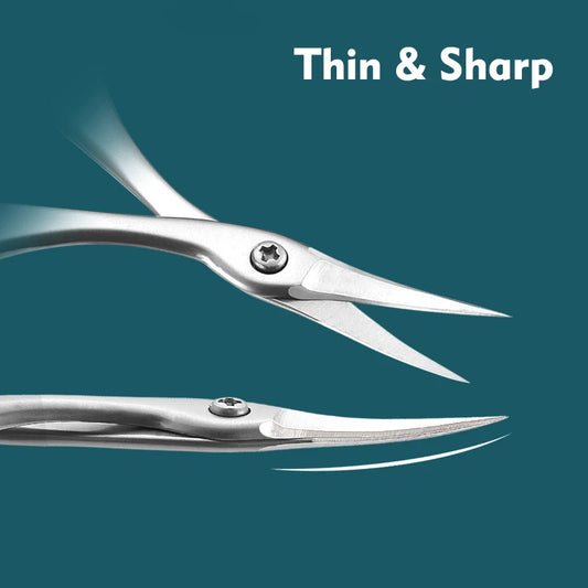 Cuticle Scissors Stainless Steel Curved Blade Scissors Trimming the Fingernails Eyelash Eyebrow Dead Skin Small Nail Scissors