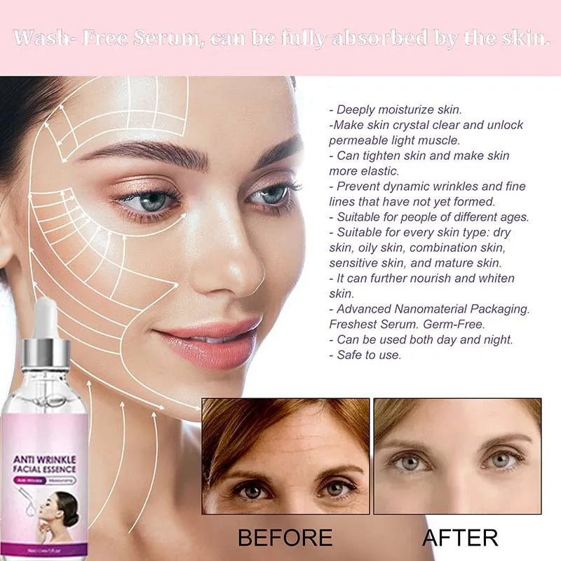 Instant Anti Wrinkle Effect Remove Facial Wrinkles Moisturizing Serum To Fine Lines Around The Eyes Crow's Feet Neck Wrinkle