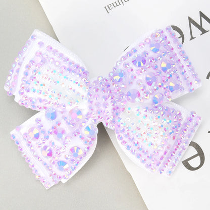 Rhinestone Bow Hair Clips Sweet Ribbon Barrette Baby Girls Sparkling Crystal Hairpins For  Children Kids Headwear Accessories