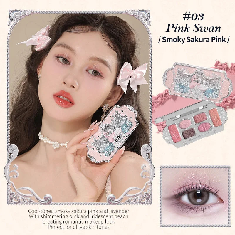 Flower Knows Makeup Swan Ballet Eyeshadow Palette Natural Nude Matte Shimmer Strawberry Cupid Glitter Pigment Eye Shadow Pallete