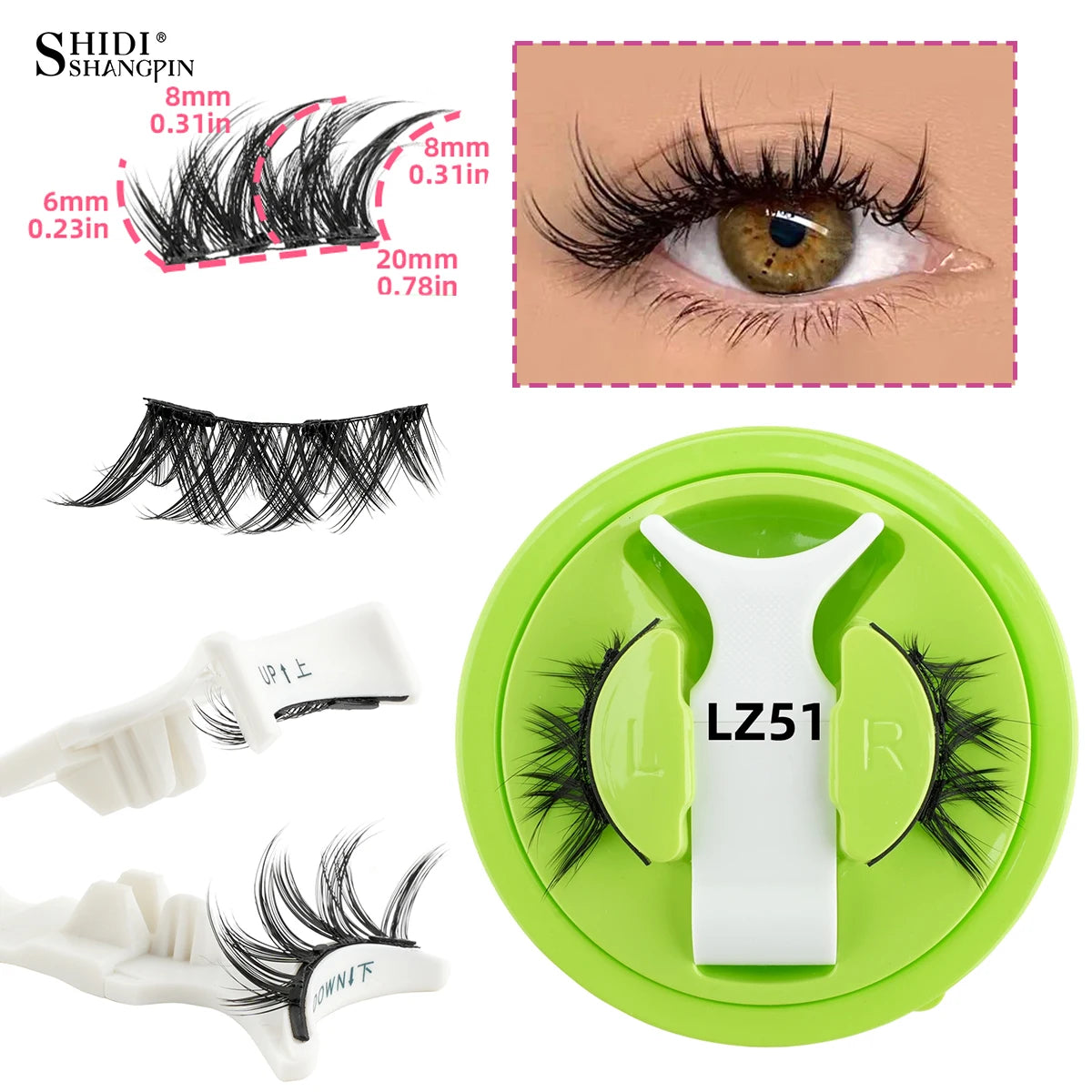 Reusable Magnetic Eyelashes 1 Pair Natural Curly Fluffy Magnetic False Eyelashes No Glue Needed Lashes Makeup with Tweezer Set