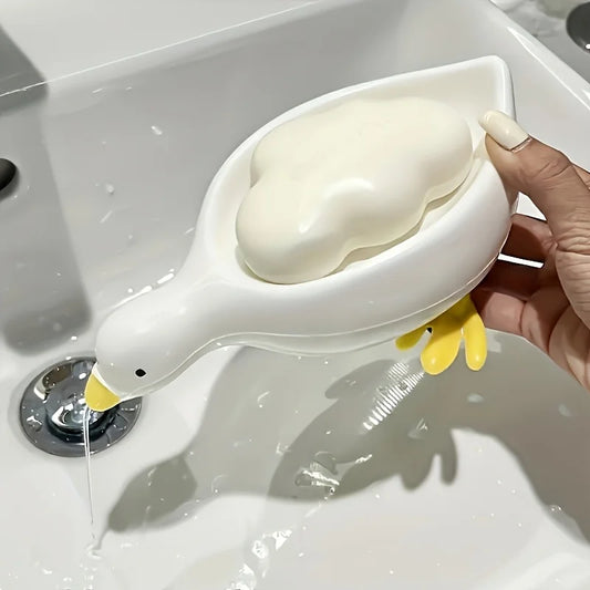 Duck Soap Dish-Cute Self Draining Soap Holder,Creative Rack for Shower Bathroom Decor Organizer for Sink Countertop,Novelty Gift