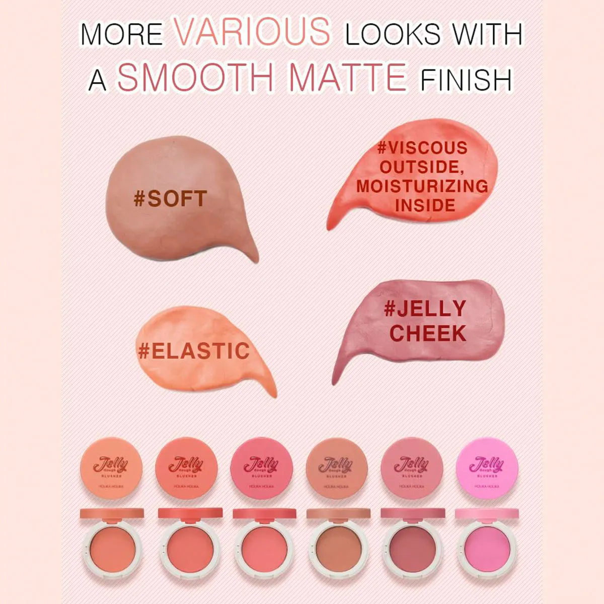 HOLIKA HOLIKA Jelly Dough Blusher,Gel Texture,Hydrating&Non-Sticky,Smooth&Blendable,Natural&Sheer Finish,K-Beauty,Korean Makeup