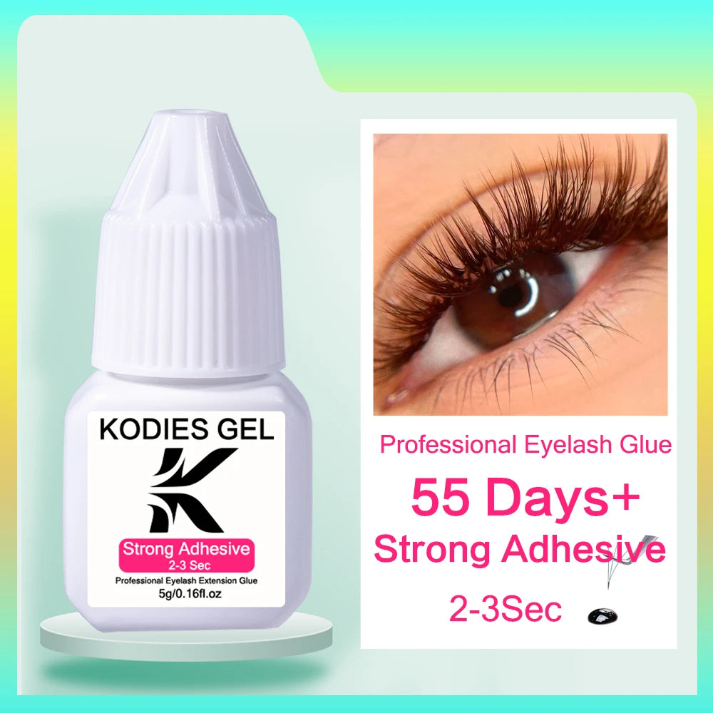 KODIES GEL Extra Strong Eyelash Glue Extension Supplies 5g 0.5 Second Dry Lash Glue for False Eyelash Waterproof Adhesive Lift