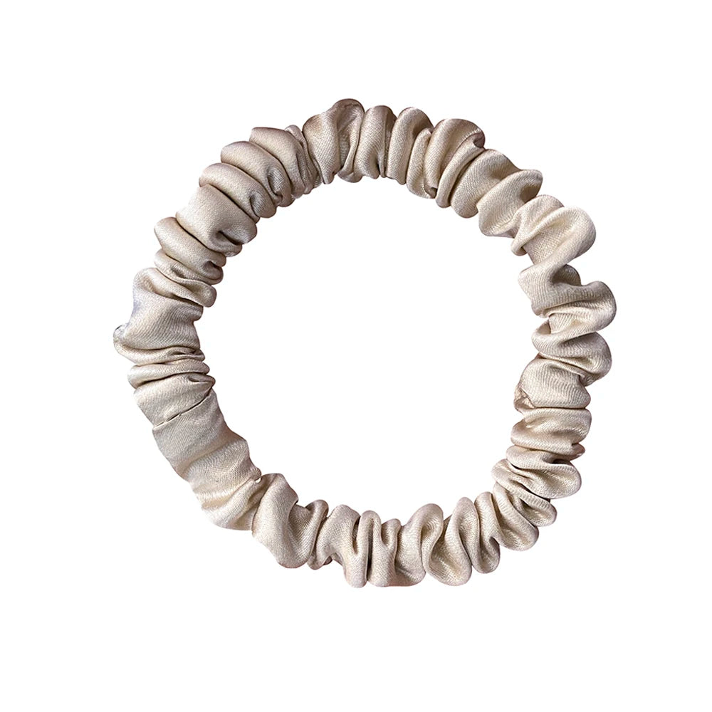 100% Real Mulberry Silk Skinnies Scrunchies Hair Bands Ties Gum Elastics Ponytail Holders No Damage for Women Girls 22 Momme 1CM