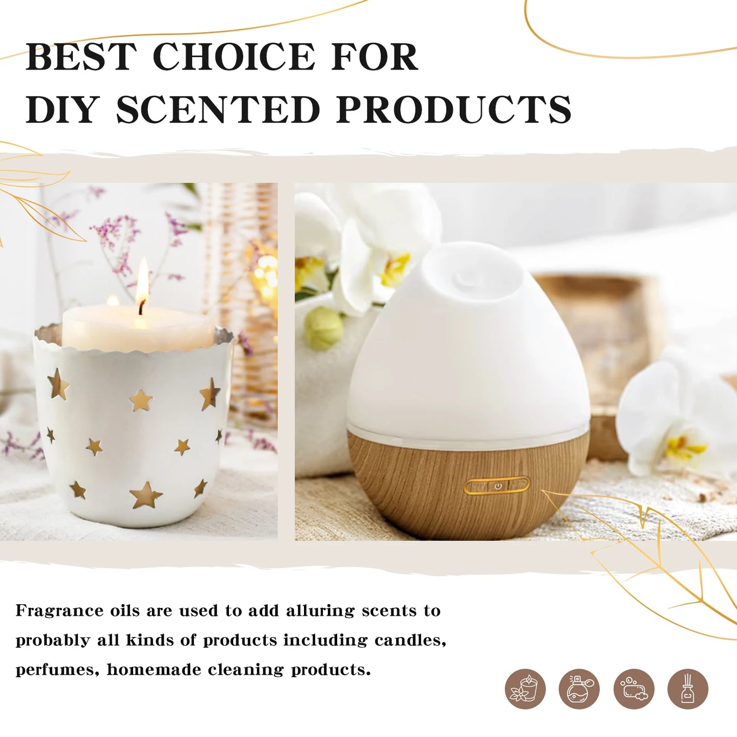 EUQEE 60ml Men's Fragrance Oils with Glass Dropper Leather Dragons Blood Forest Pine Chocolate Aroma Oils For Car Diffusion