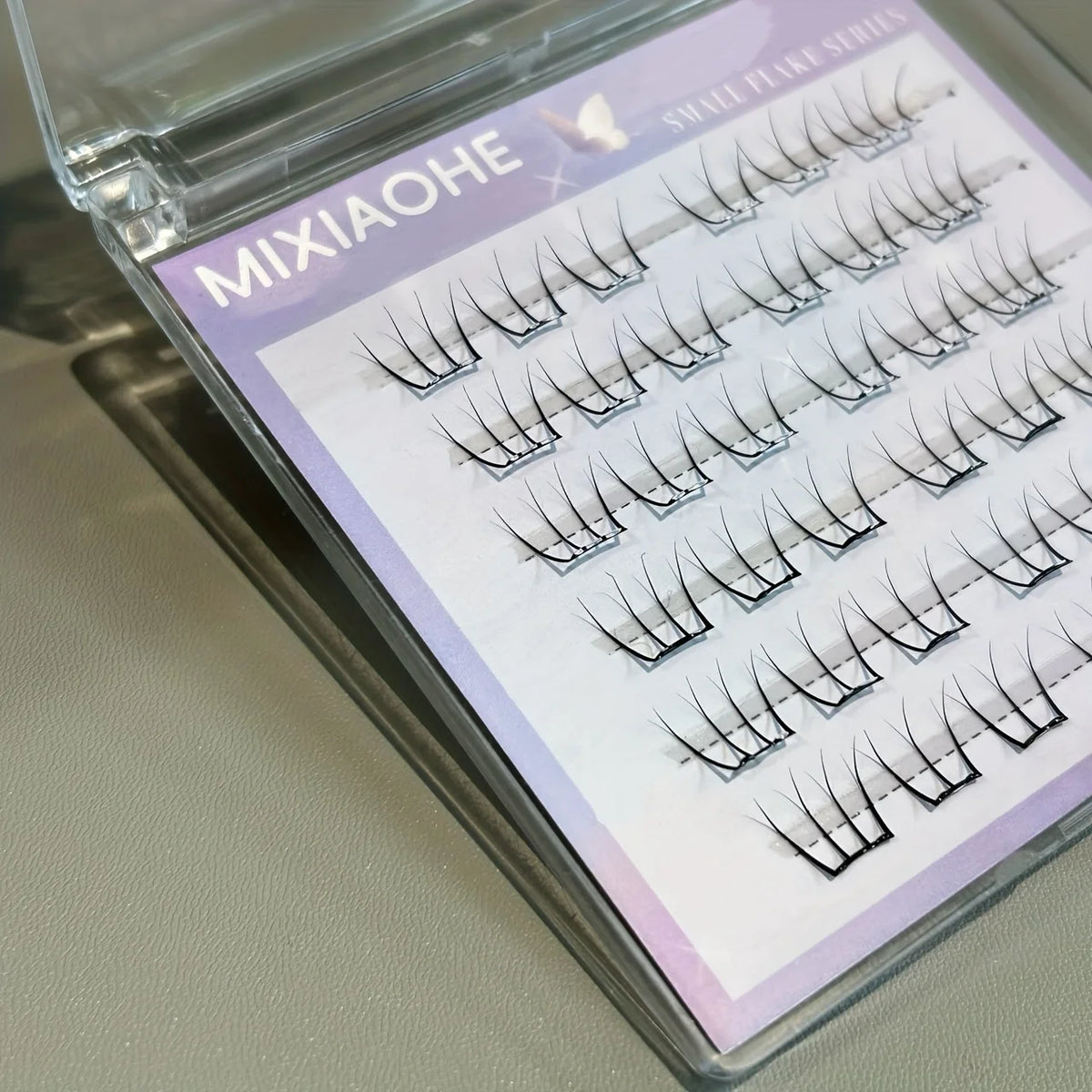 Mixiaohe Short Pear Baby Bend Glueless Eyelashes 100 Clusters C Curl Natural Segmented Lashes for Beginners