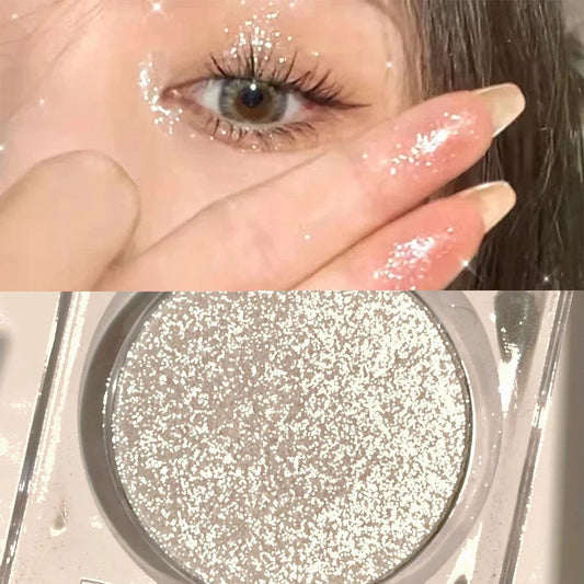 Monochrome White Shiny Highlighter Palette Gorgeous Glitter High Gloss Long Lasting Pearlescent Shimmer Brighten Bronzers Makeup