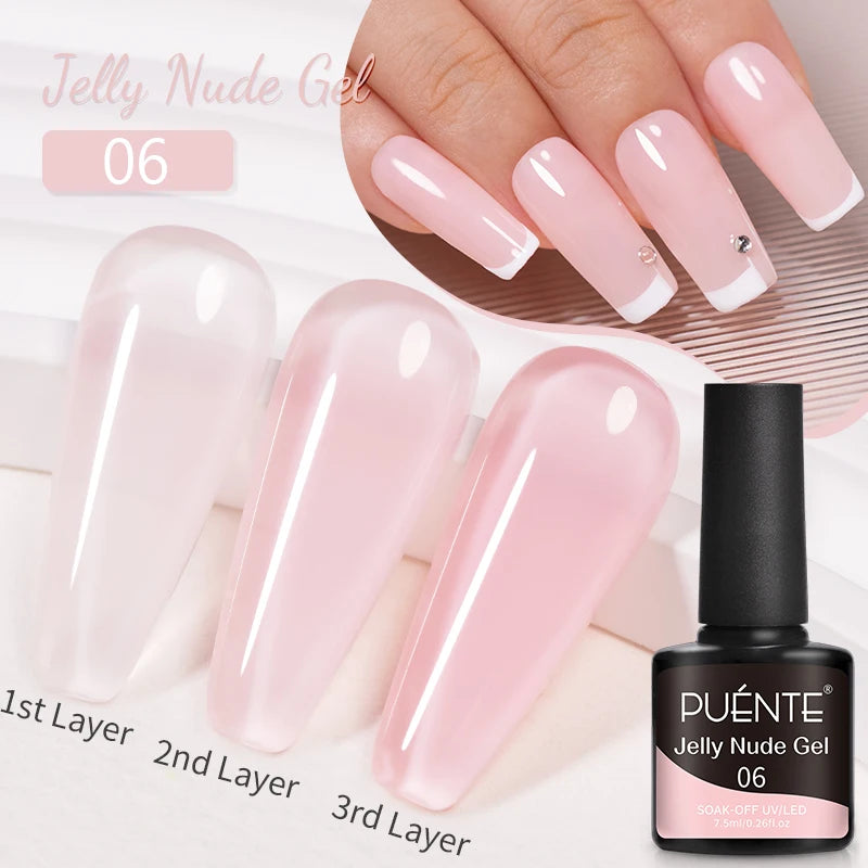 PUENTE Pearl Color Builder Nail Gel Polish Hema Free Shell Thread Glitter Nail Extension Semi-Permanent Construction Gel Varnish