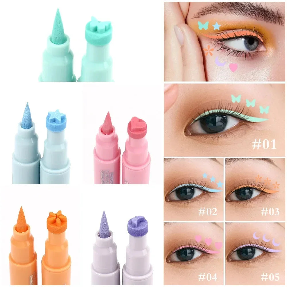 Colorful Butterfly Eyeliner Stamp Pen Star Moon Seal Long Lasting Waterproof Liquid Eye Liner Pencil Eyes Makeup Cosmetic 1/5PCS