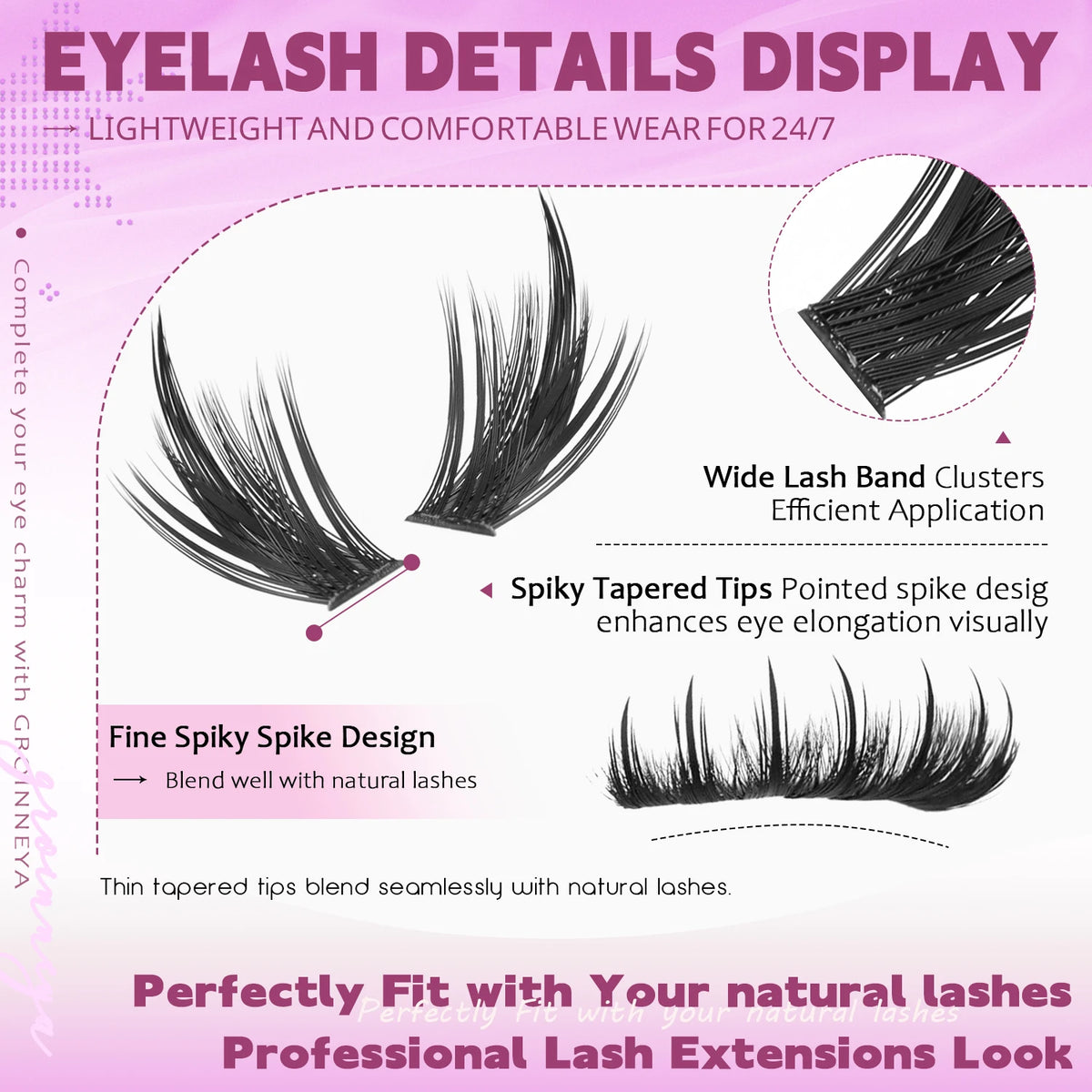 GROINNEYA DIY Lash Clusters Mixed Tray Manga Cluster Lashes DIY Spiky Lashes Extension Natural Volume Individual Lashes Makeup