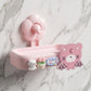 Cute Cartoon Bear Cat Tulip Adhesive Soap Box No Drill Glue Mount Drain Soap Holder Bathroom Wall Soap Dish