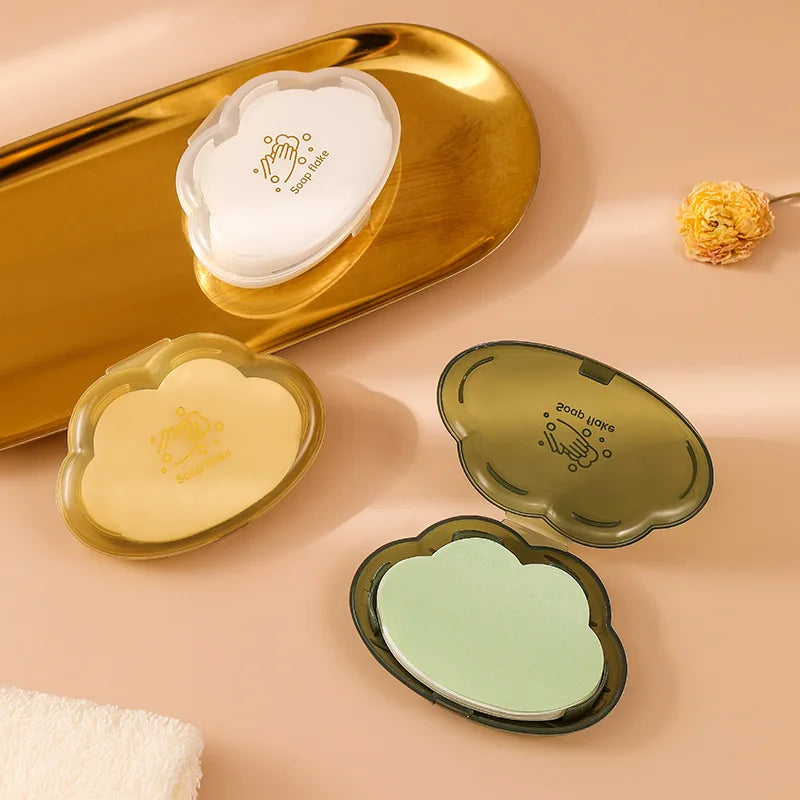 50pcs/Box Travel Portable Disposable Soap Tablets Jasmine Scented Soap Flakes Children Student Portable Soap Paper Cleaning Tool