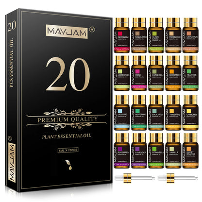 MAYJAM Pure Natural Essential Oils 20pcs Kits Gift Box Sandalwood Lemongrass Lavender Bergamot Eucalyptus Rosemary For Diffuser