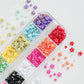 12Grids/Box Five-Petal Flower/Steel Beads Nail Art Charms Mixed-Size Flowers Gold/Silver Ball Rhinestones DIY Manicure Diamonds