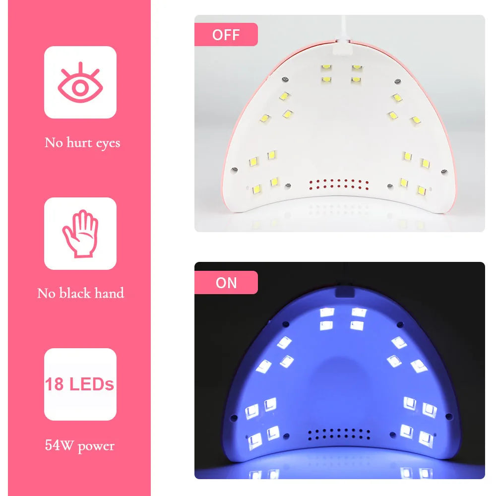 LULAA 54W USB Cabin UV LED Nail Gel Led Lamp for Nails Accessories Professional Material Nail Drying Lamp for All Manicure