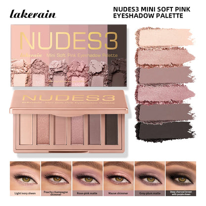 Mini Soft Pink Eyeshadow Palette Long Lasting All-Day Wear Brighten Eyes Matte & Shimmer Shadow Smooth Texture Eyeshadow Palette