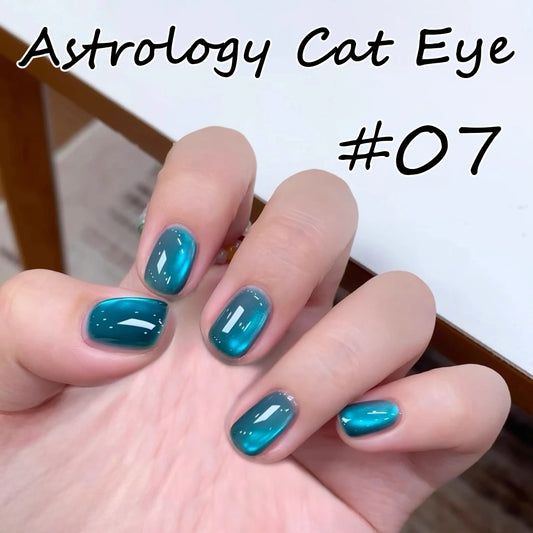 ZH 12ML 12-Color Astrology Cat Eye Nail Gel Whitening Lustrous Nail Polish with Fine Glass Bead for Nail Art Decoration