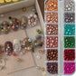 12Grids Christmas Red/Green Pearl Nail Rhinestone Mixed Size Pearlescent Colorful Beads Nali Charms Christmas Manicure Jewelry A