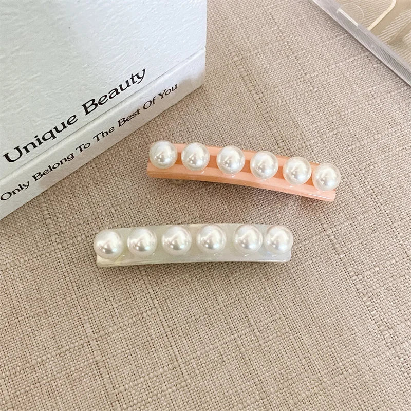 Elegant Acetate Hair Clip Imitation Pearl French Style Barrettes Hairgrip Daily Headwear Women Hair Accessories