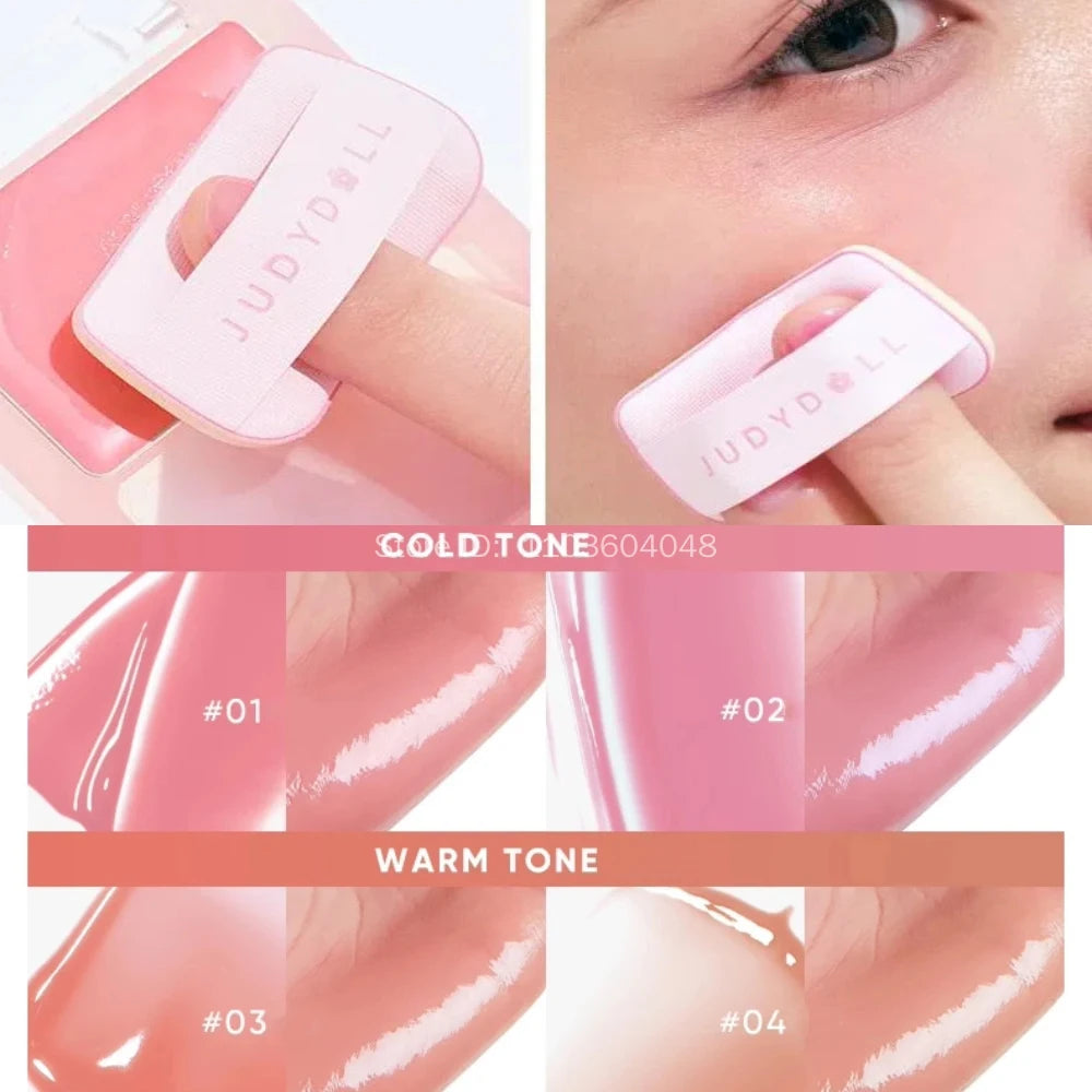 Judydoll Water Light Cream Hydrating Blush Multi Purpose Moisturizing High Light Expanding With Puff Long-lasting Face Makeup