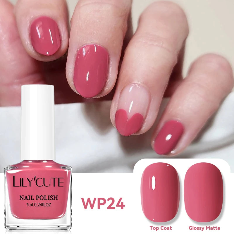 LILYCUTE 7ml Dark Red Nail Polish Water-based Colorful Glitter Sequins Air Dry No Need Cure Nail Art Supplies Gorgeous Color
