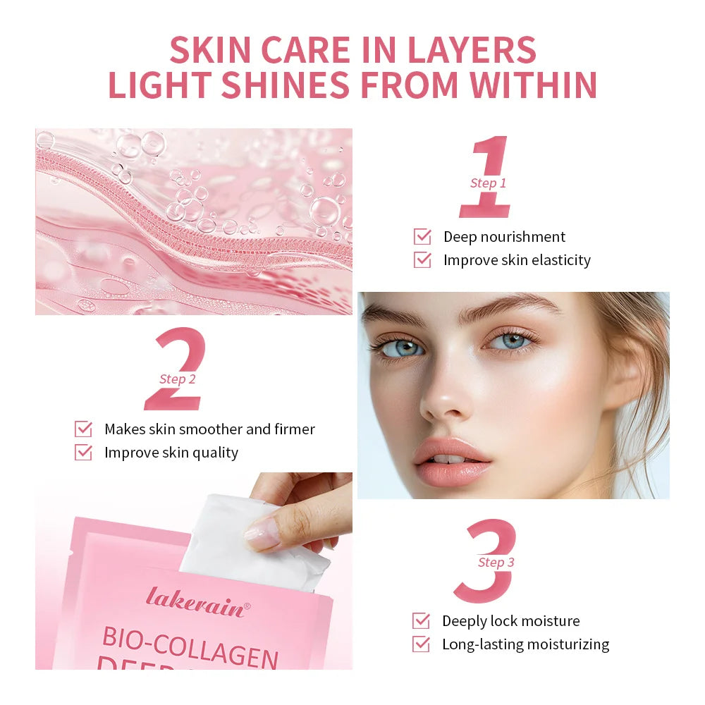 Lakerain Bio-Collagen Sleeping Mask Facial Skin Care Hydrating Moisturizing Patch Mask Moisturizing Peel-Off Mask Single Sheet