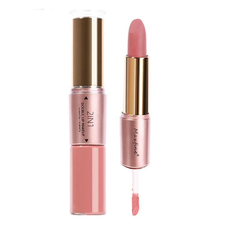 2 In 1 Matte Liquid Lipstick Long Lasting Color Moisturizing Waterproof Non Stick Cup