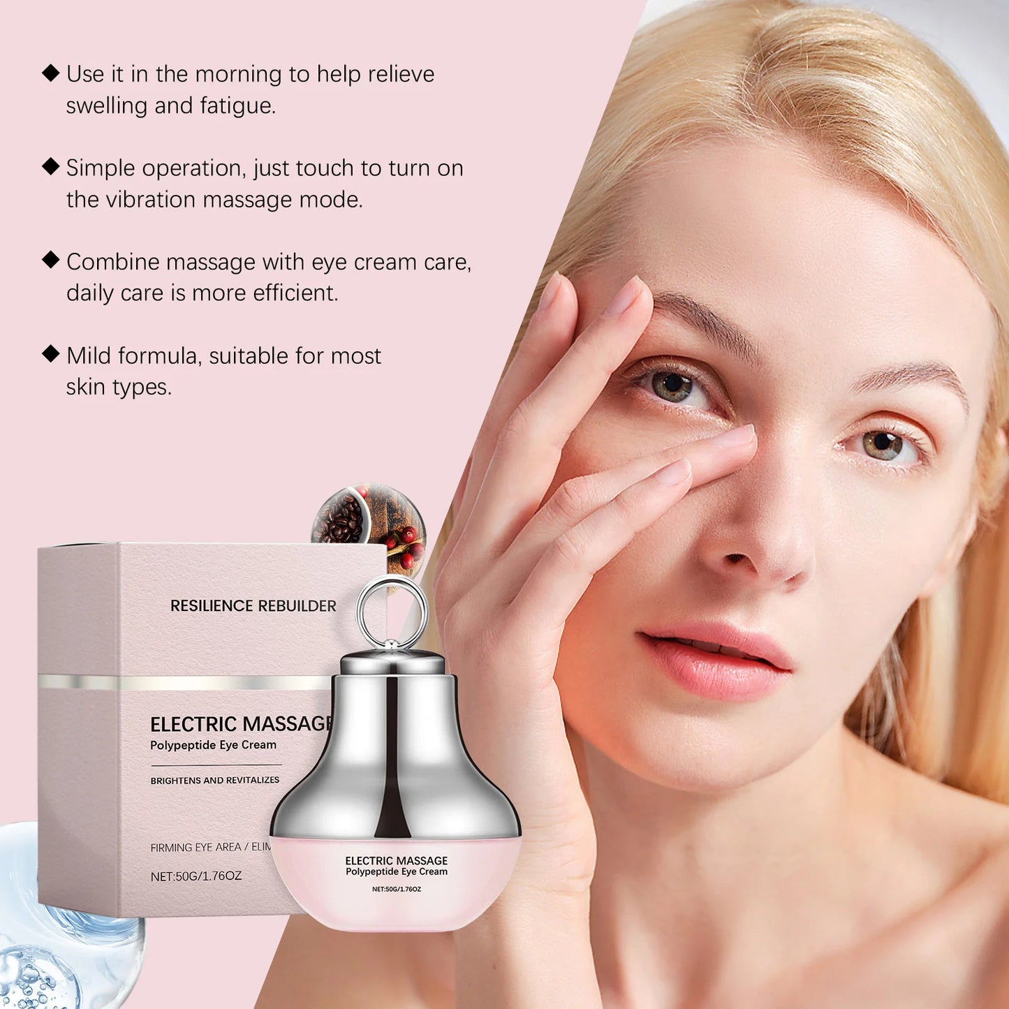 Peptide Eye Cream Vibration Massage Brighting Removing Dark Circle Firming Anti Wrinkle Moisturizing Electric Roller Eye Serum