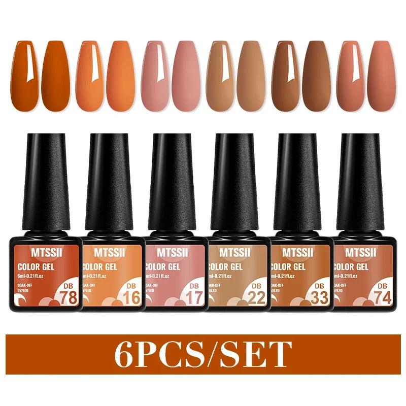 MTSSII 6PCS/Set Sparkly Red Roes Red Gel Nail Polish Shinning Nail Art LED UV Gel Varnish Nail Supplies Manicure Kit for Nails