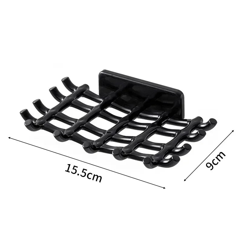 1Pc Wall Mounted Soap Bar Holder For Shower Self Adhesive Drain Soap Dish With Hooks Bathroom Kitchen Storage Rack Keep Soap Dry
