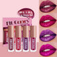 4Pcs/Set Metallic No-stick Cup Lip Gloss Pearly Diamond Fine Glitter Matte Moisturizing Waterproof Lip Glaze Liquid Lipstick Kit