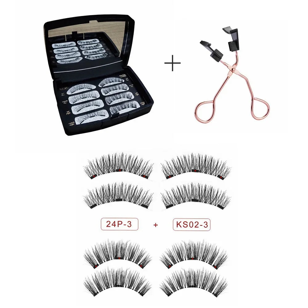 3D 3 Magnetic Eyelashes Natural Soft Reusable Easy To Wear Eyelash Extension Beauty Makeup Tool Fake Mink False Eyelashes