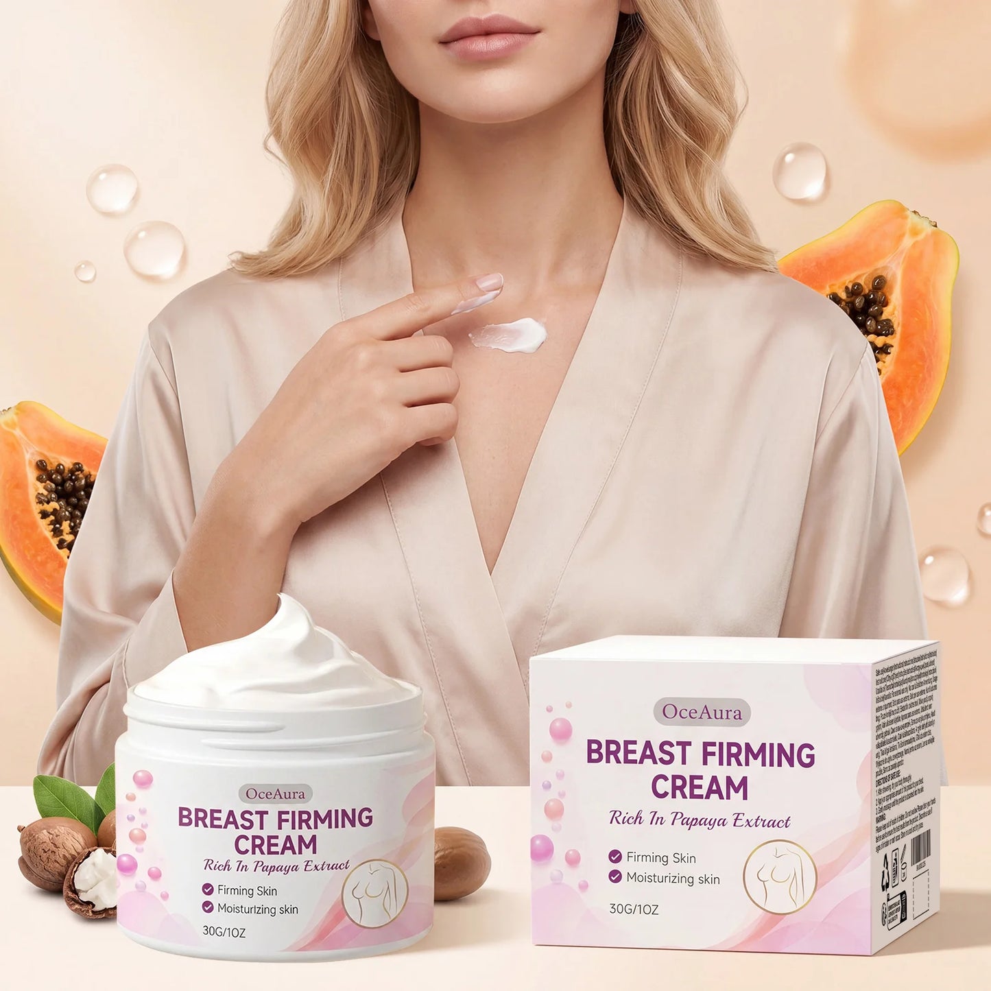 Papaya Extract Chest Care Cream Moisturizes Elastic Skin, Improves Sagging Chest Shape, Daily Chest SPA Massage Nourishing Cream