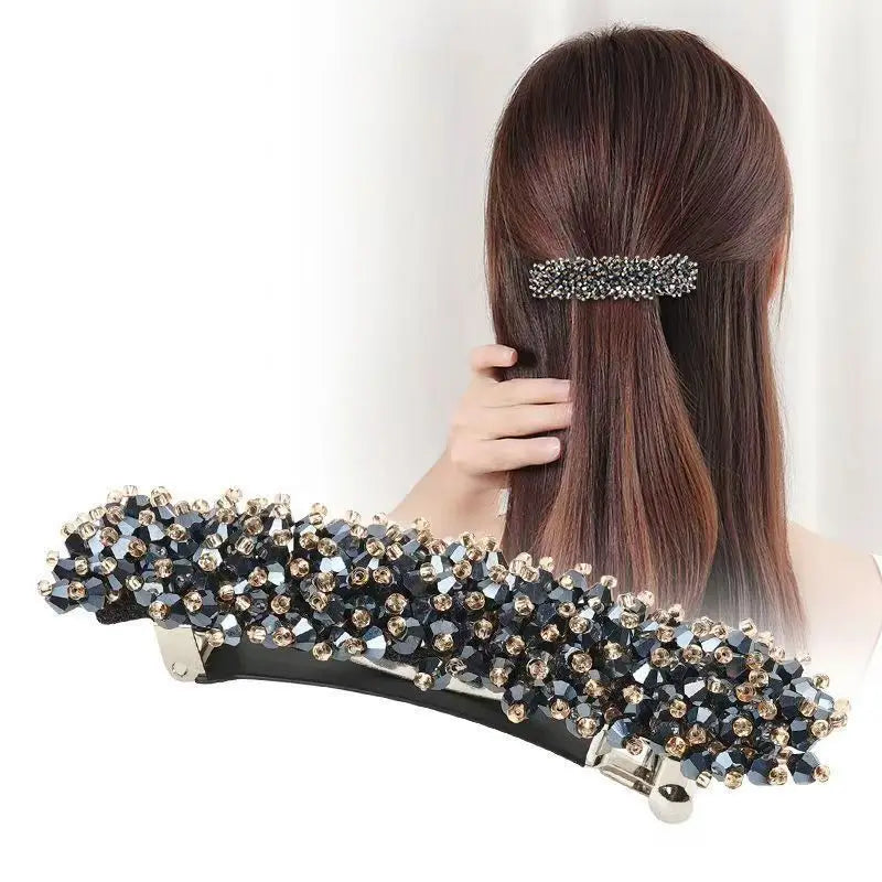 1pc Korean crystal hair clip, spring clip, hair clip at the back of the head, temperament, rhinestone ponytail clip, top clip